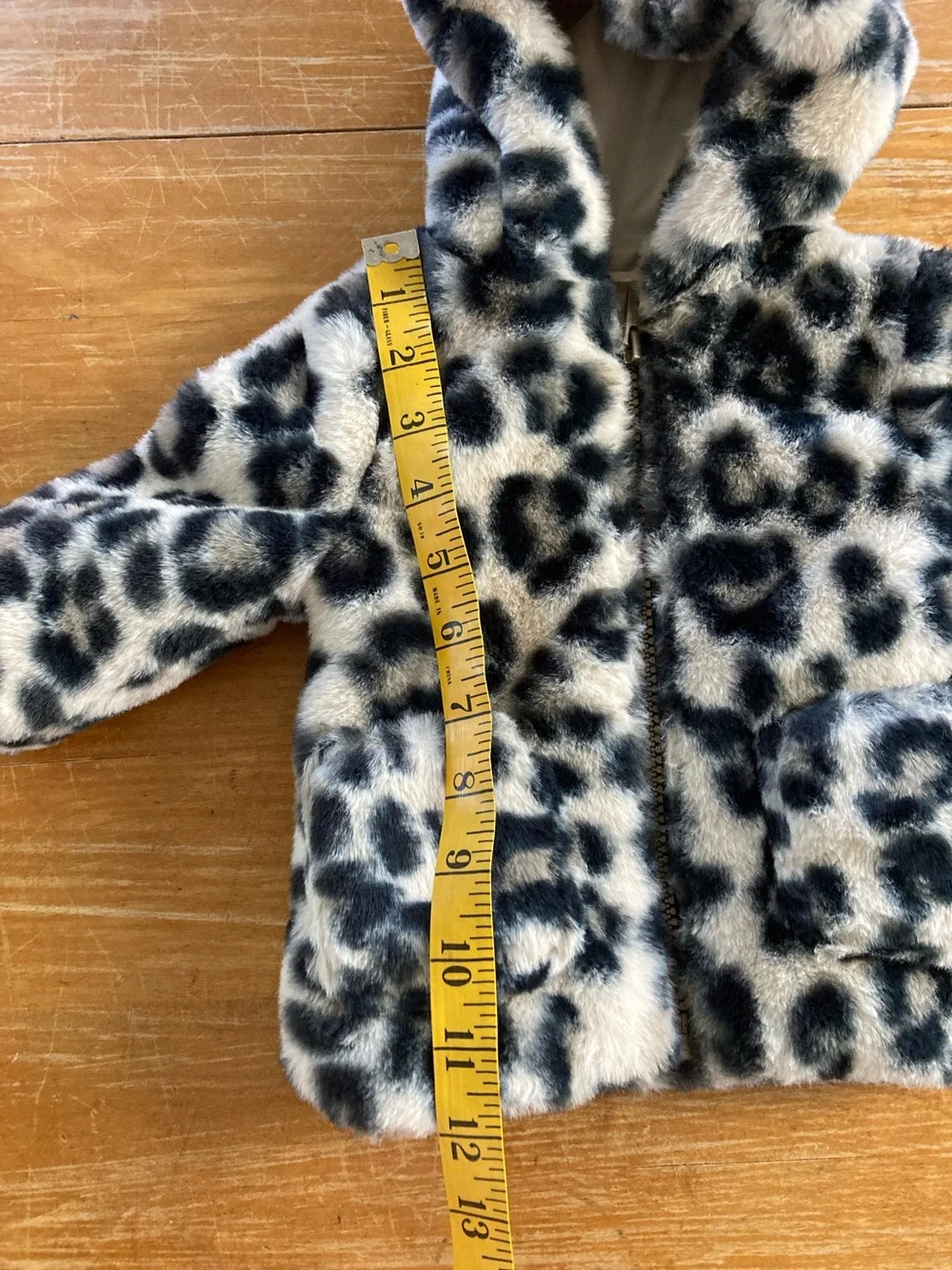 Old Navy Faux Fur Leopard Soft Toddler Jacket - Black & Cream